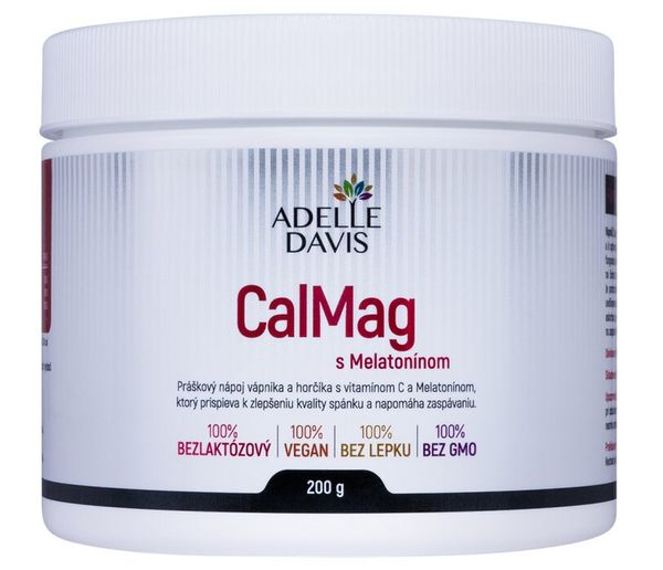 CalMag s Melatonínom - vápník a horčík s vitamínom C 200g Adelle Davis