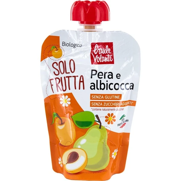 Hruška a marhuľa - ovocná kapsička Solo Frutta BIO 100g Baule Volante