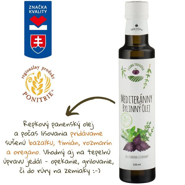 Mediteránny bylinný olej 250ml Farma Tekvička